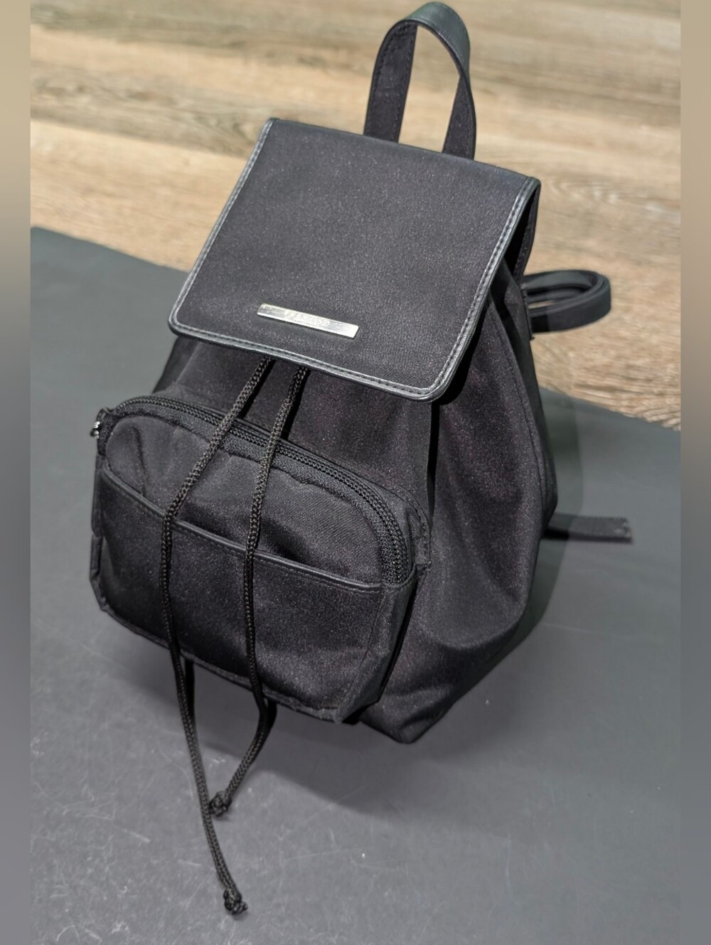 Kenneth Cole Reaction Vintage Mini Nylon Backpack Cinch Drawstring Pouch 90s Y2K